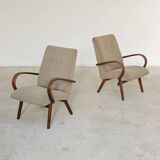 Pair of grey mottled armchairs by Jaroslav Smidek for TON Bystrice