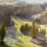Watercolor painting g. girardot (1856-1914) "la grande morzine" leysin 1909