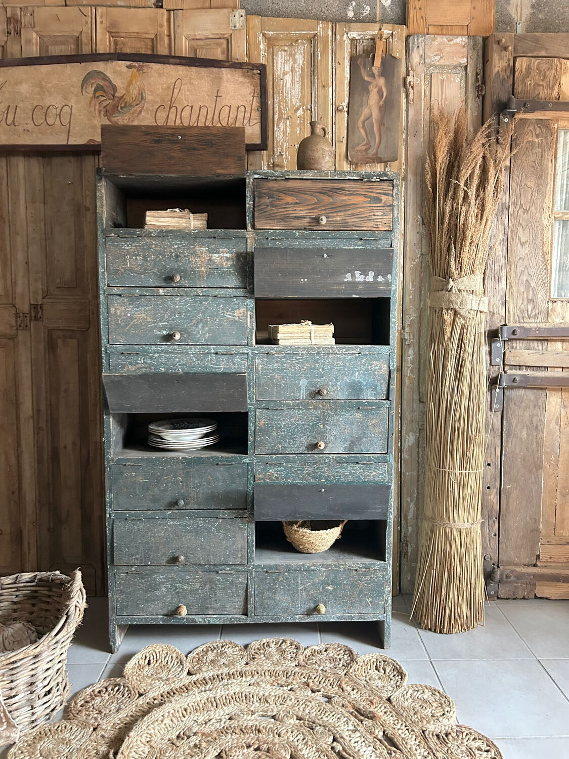 Old patinated flap cabinet