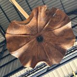 Large pendant light in corrugated teak leaf (Large D:60 H:20)