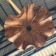 Large pendant light in corrugated teak leaf (Large D:60 H:20)