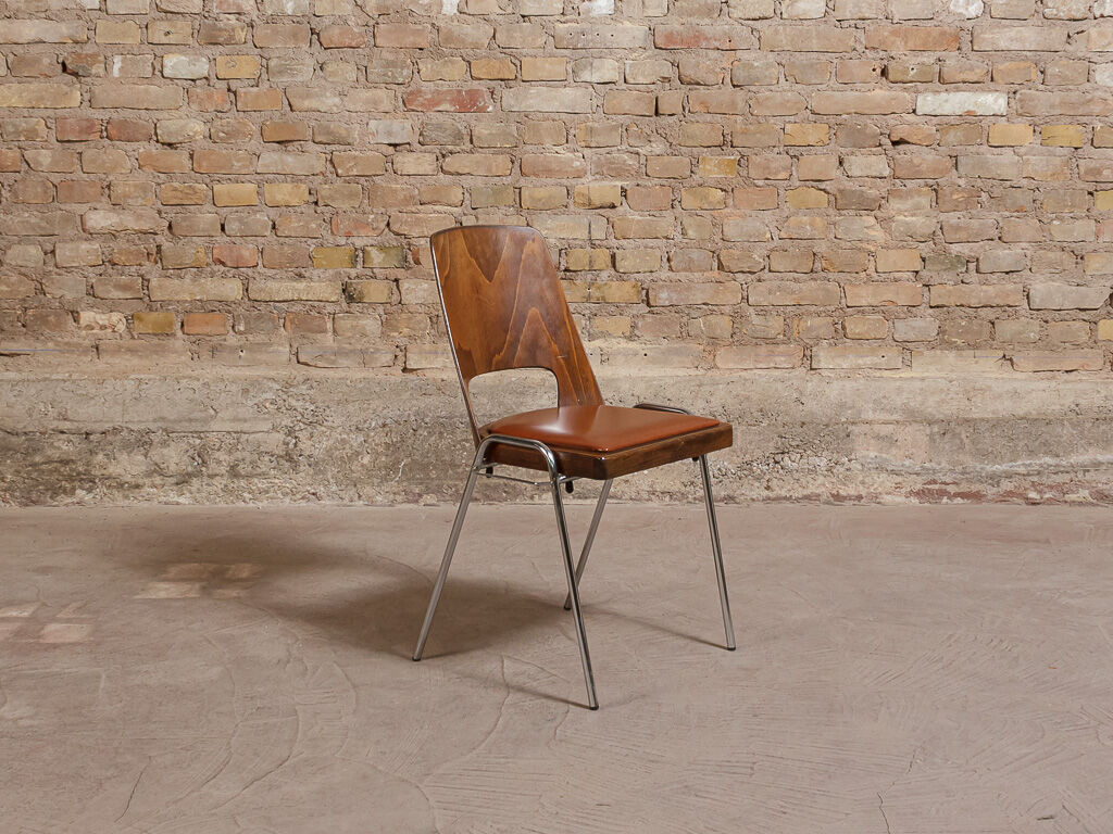 Jomain Baumann chairs, cognac leather seat, circa 1960