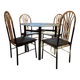 Vintage brass and black wood dining set, 1970s, set of 5