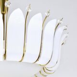 Grand chandelier Rupert Nikoll 27" mid-century brass with leaves, Austria, 1950.