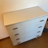 Vintage white chest of drawers with compass feet