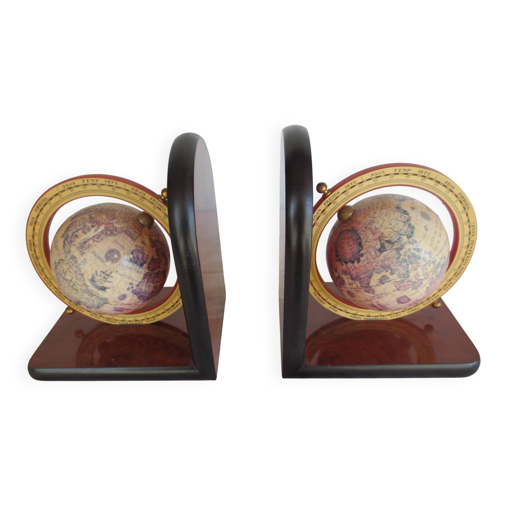 Bookends made of formica and globes.
