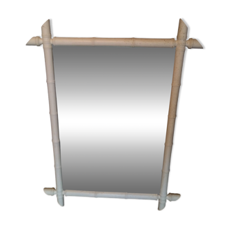 Miroir en bois blanc imitant le bambou