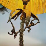 Table lamp gilded bronze palm tree and monkey