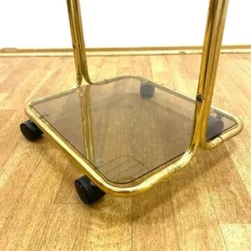 Retro chromed serving table on wheels, 1970s, Czechoslovakia