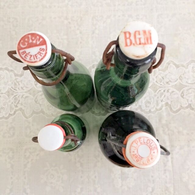 4 bottles Brasserie green glass