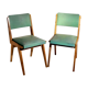 Pair of vintage chairs Maurice Pré - Oak and skaï