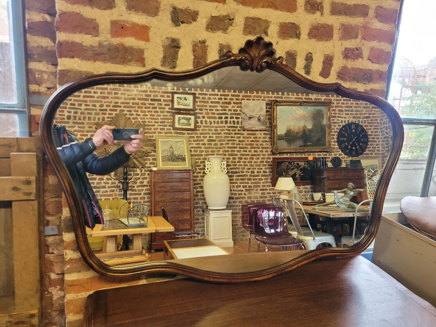 Louis XV style wooden mirror