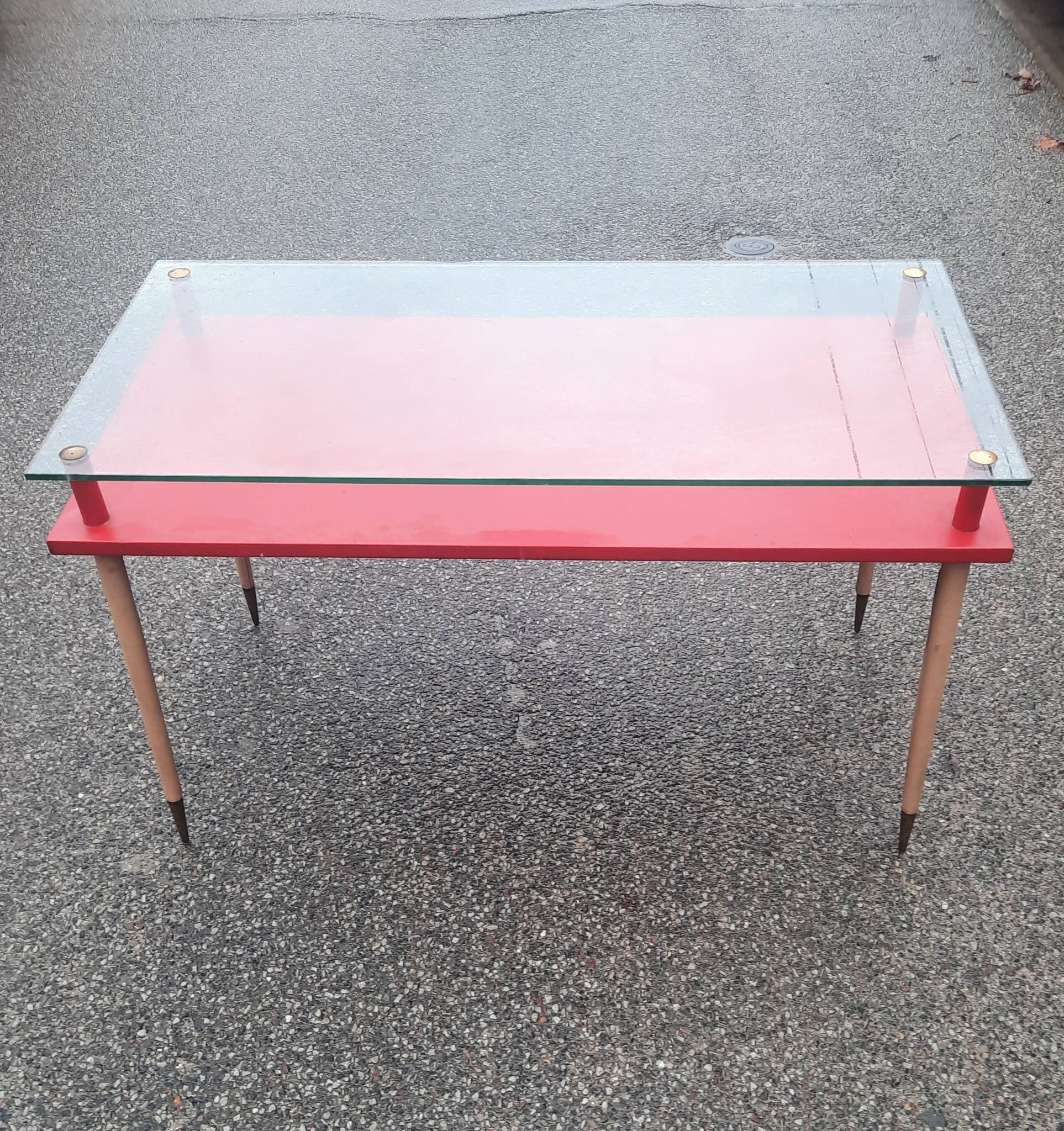 Vintage desk table with tapered legs