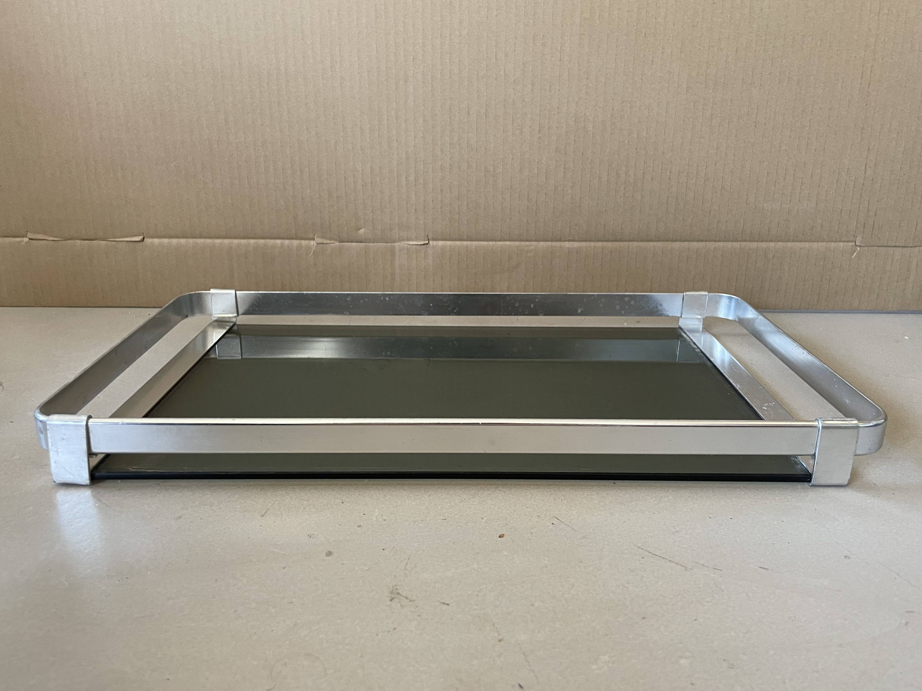 70s smoked glass tray