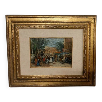 Francesco di Marino Naples 1892/1954 Oil on panel Market scene