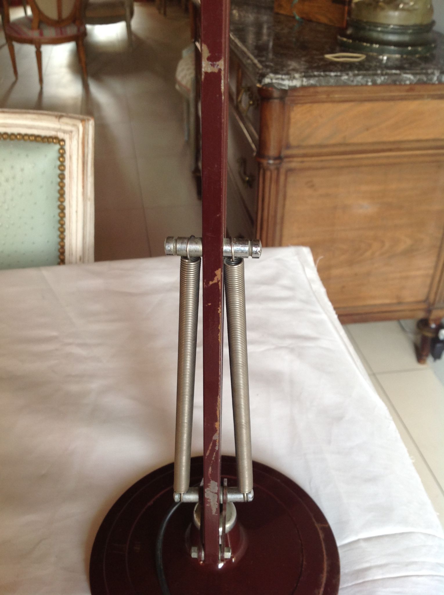 Vintage desk lamp, orientable, burgundy, 70s, brand AIRIMIA