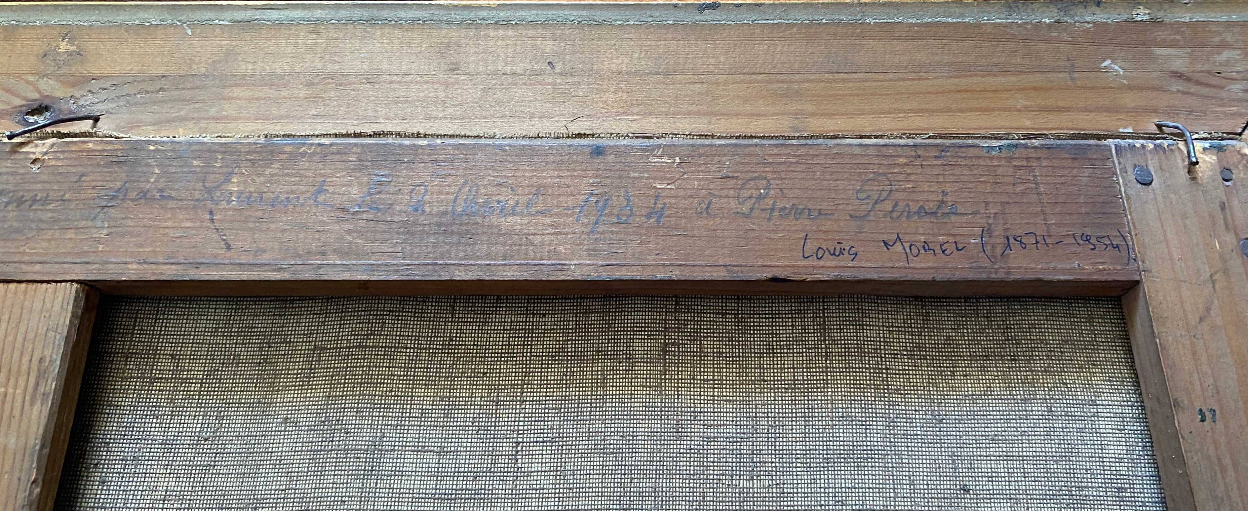 Painting dated 1916 "Coin de la Nièvre" by Louis Morel (1871-1954) + frame