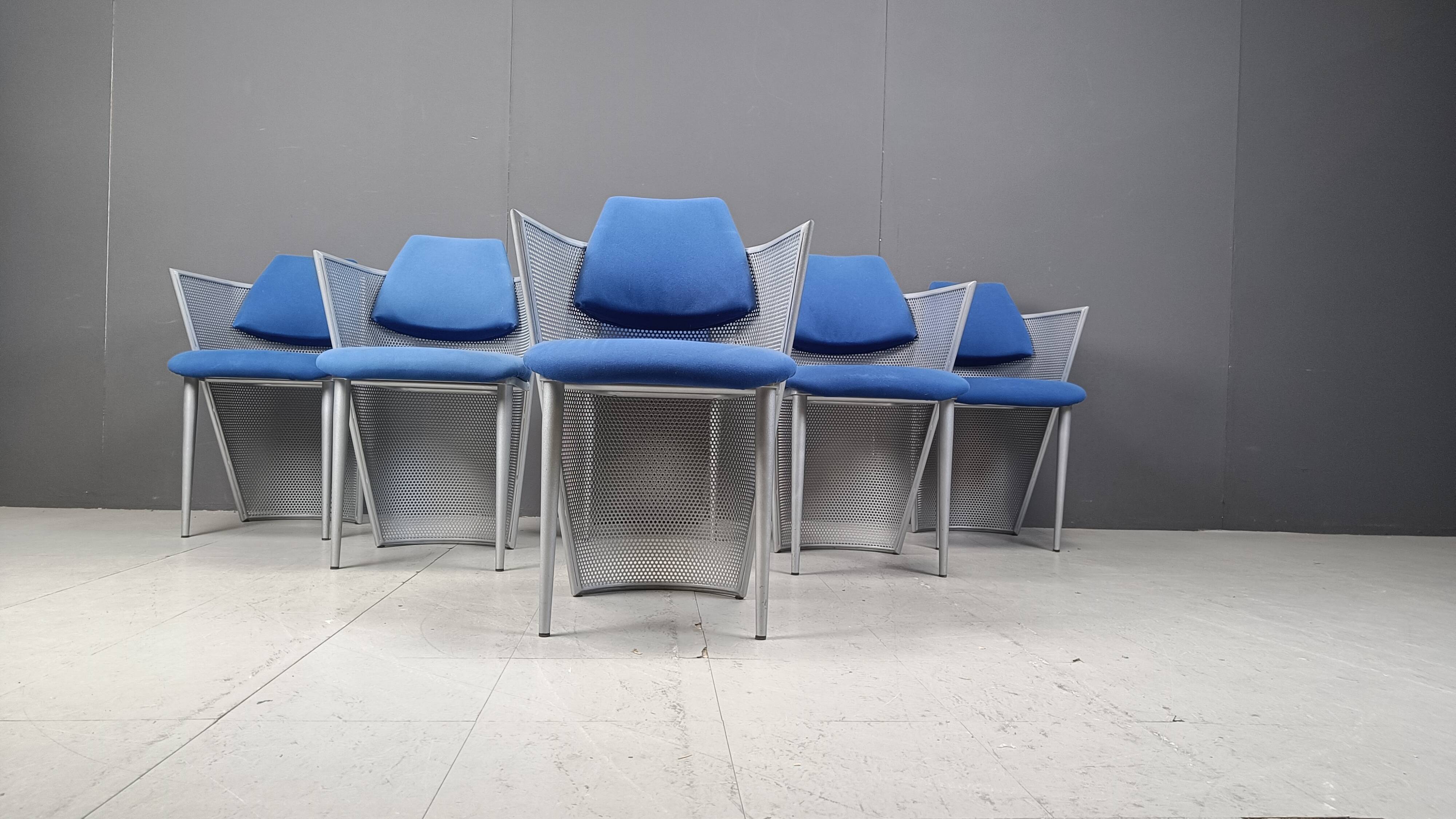 Set of 6 postmodern dining chairs, 1980s