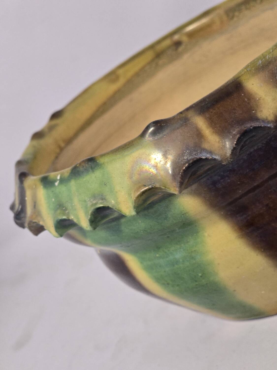 Old flower pot planter glazed terracotta cache pot