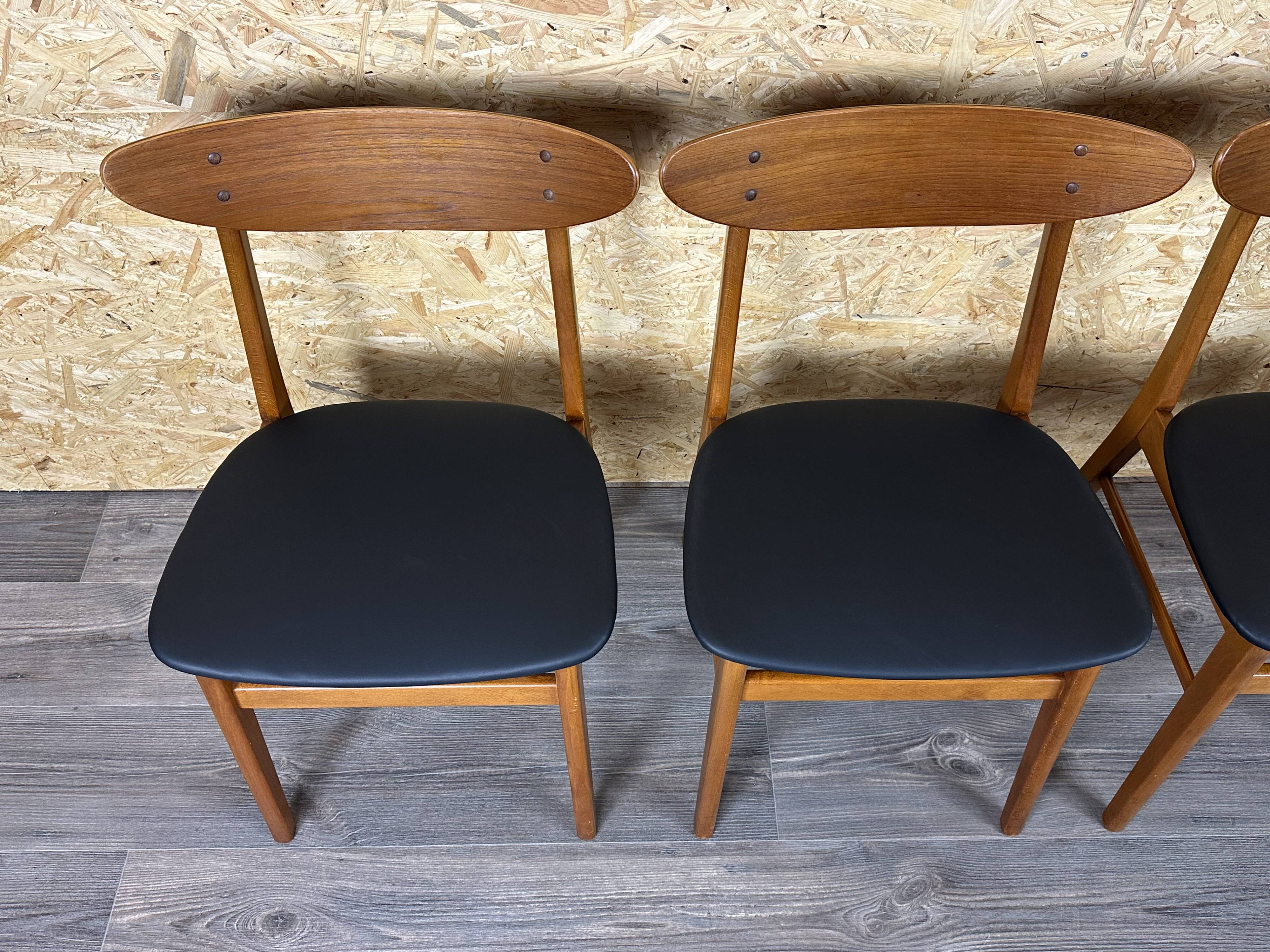 4x 60s 70s Teak Dining Room Chairs Danish Modern Design