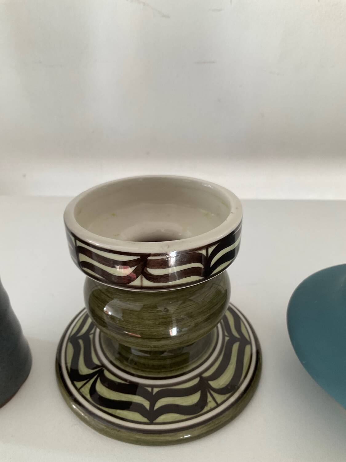 Trio of vintage ceramic candlesticks from the 70s