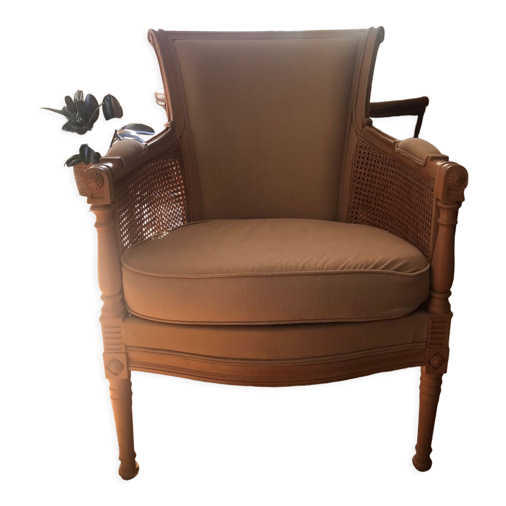 Wicker fauteil, beige