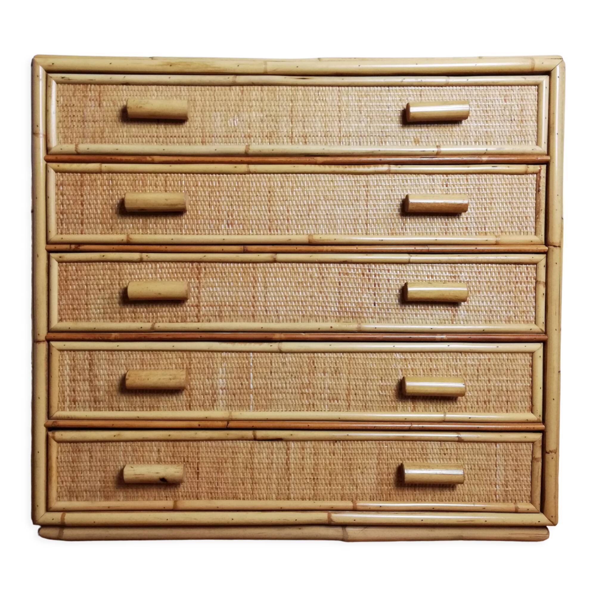 Rattan chest of drawers and woven wicker