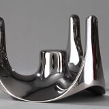 Set of 9 modular candle holders in chromed metal, nagel germany