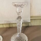 Pair of molded glass candlesticks