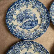 Set of 12 flat plates Terre de fer BP – Blue toile de Jouy pattern