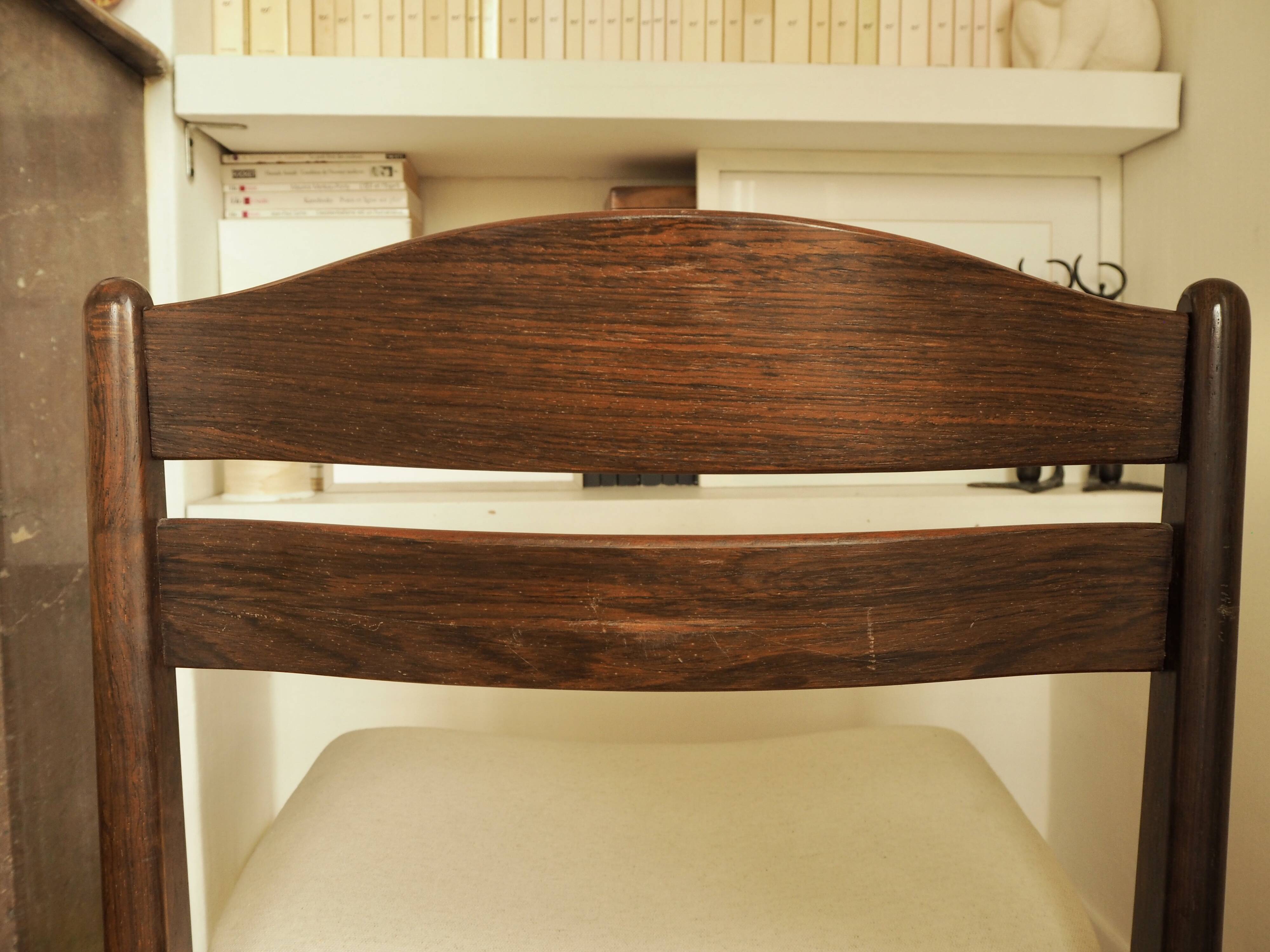 Chaise danoise en palissandre et tissu Pierre Frey