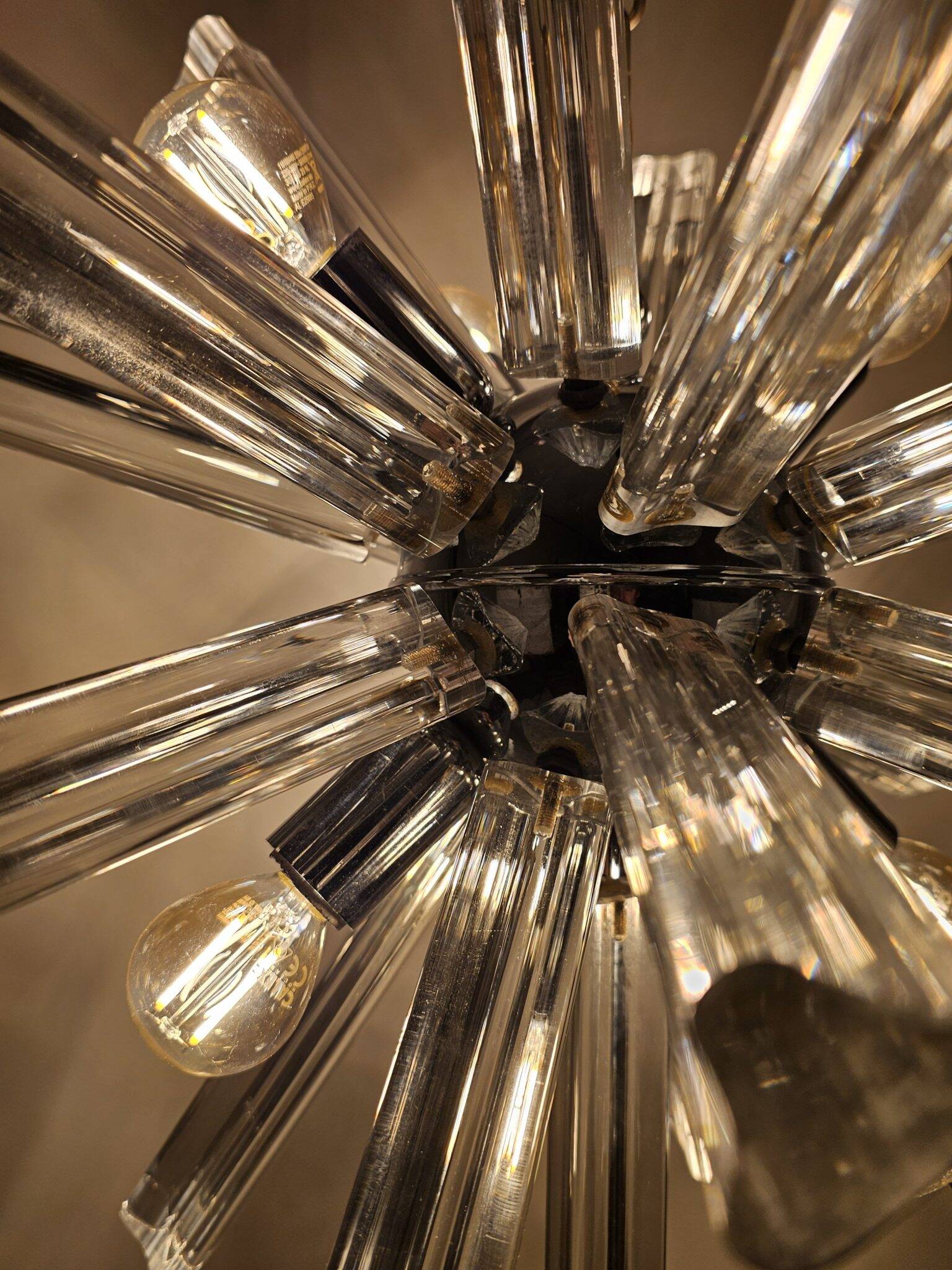 Italian starburst Sputnik chandelier – chrome & Murano glass