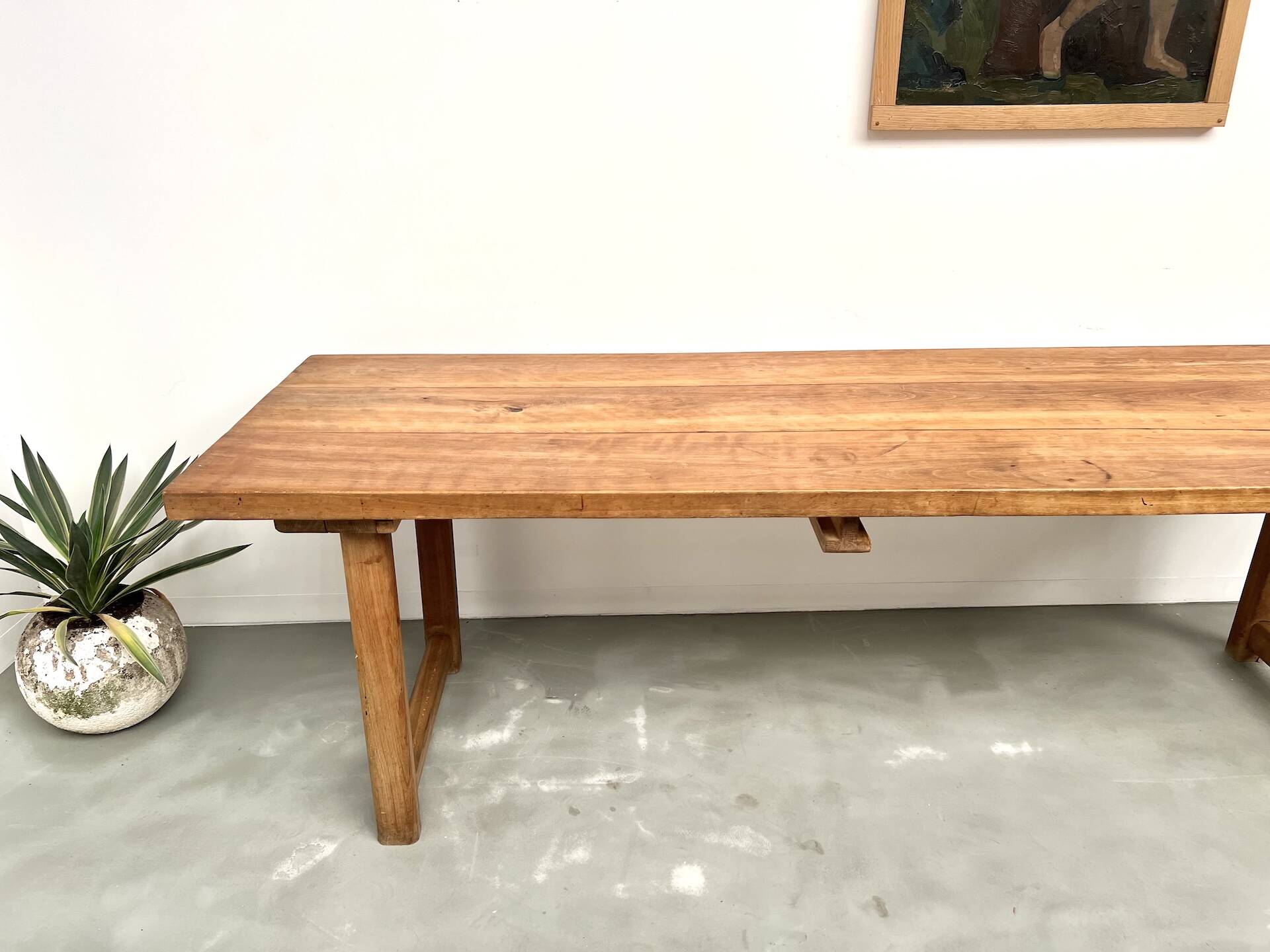 Large brutalist beech farmhouse table