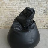 Pear armchair in imitation black leather