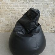 Pear armchair in imitation black leather