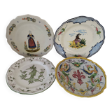 4 hand-painted earthenware plates in a holiday home style