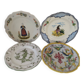 4 assiettes en faïence peintes à la main