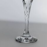 Clear Glass Champagne Flutes, Vintage 1980s, Set of 8 with Swirled Stems