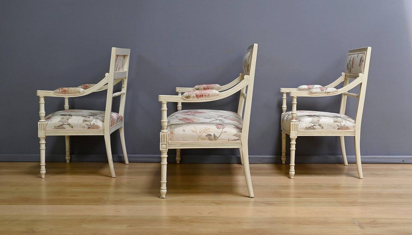 Louis XVI style lounge with benches and armchairs – 2nd part of the 20th century