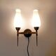 M.D two-arm wall lamp in gilded brass and black metal 1960