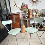 Set of 3 green Formica chairs