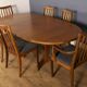 Restored teak 1960s g plan retro extending dining table & 6 chairs