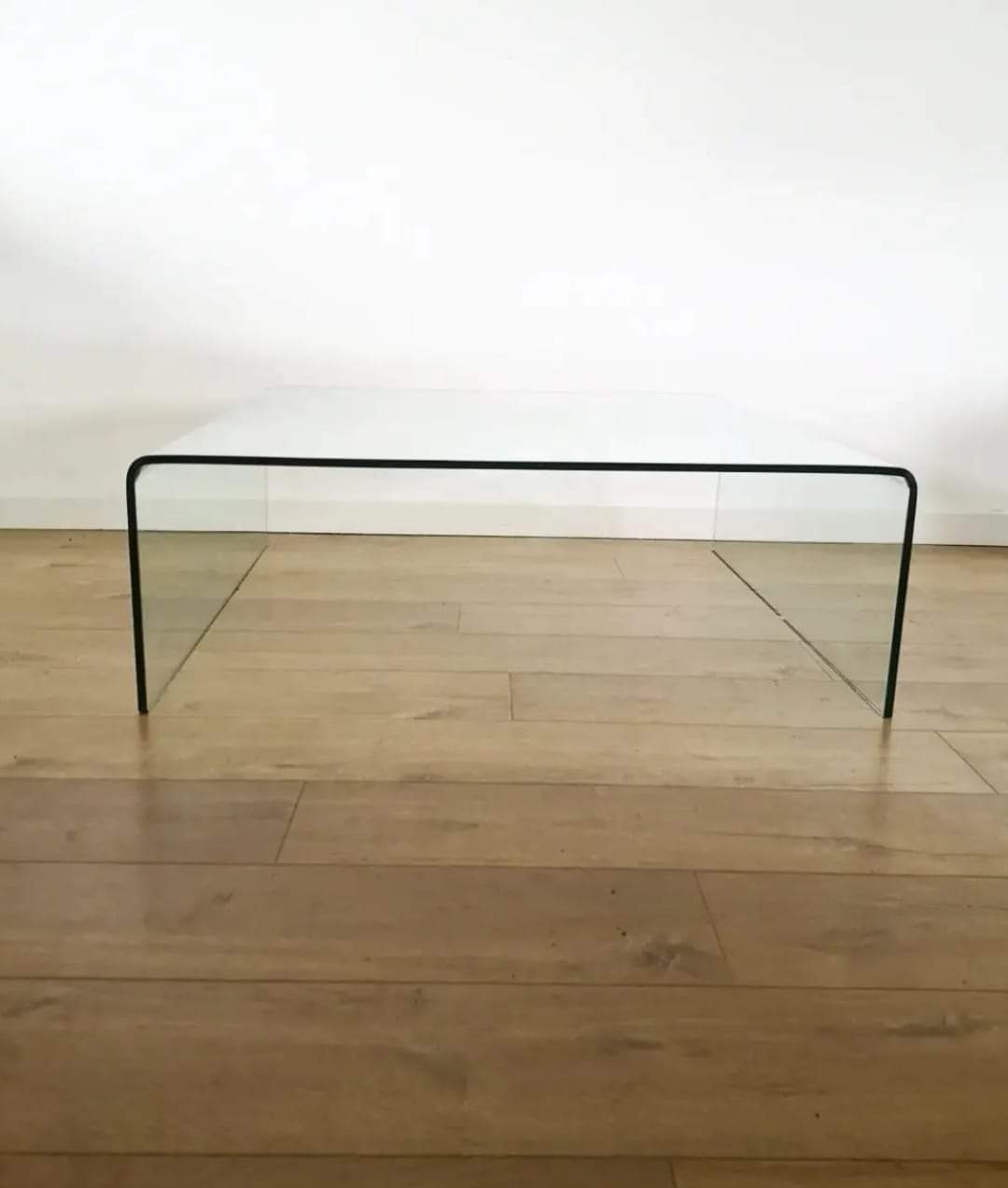 Square molded glass coffee table