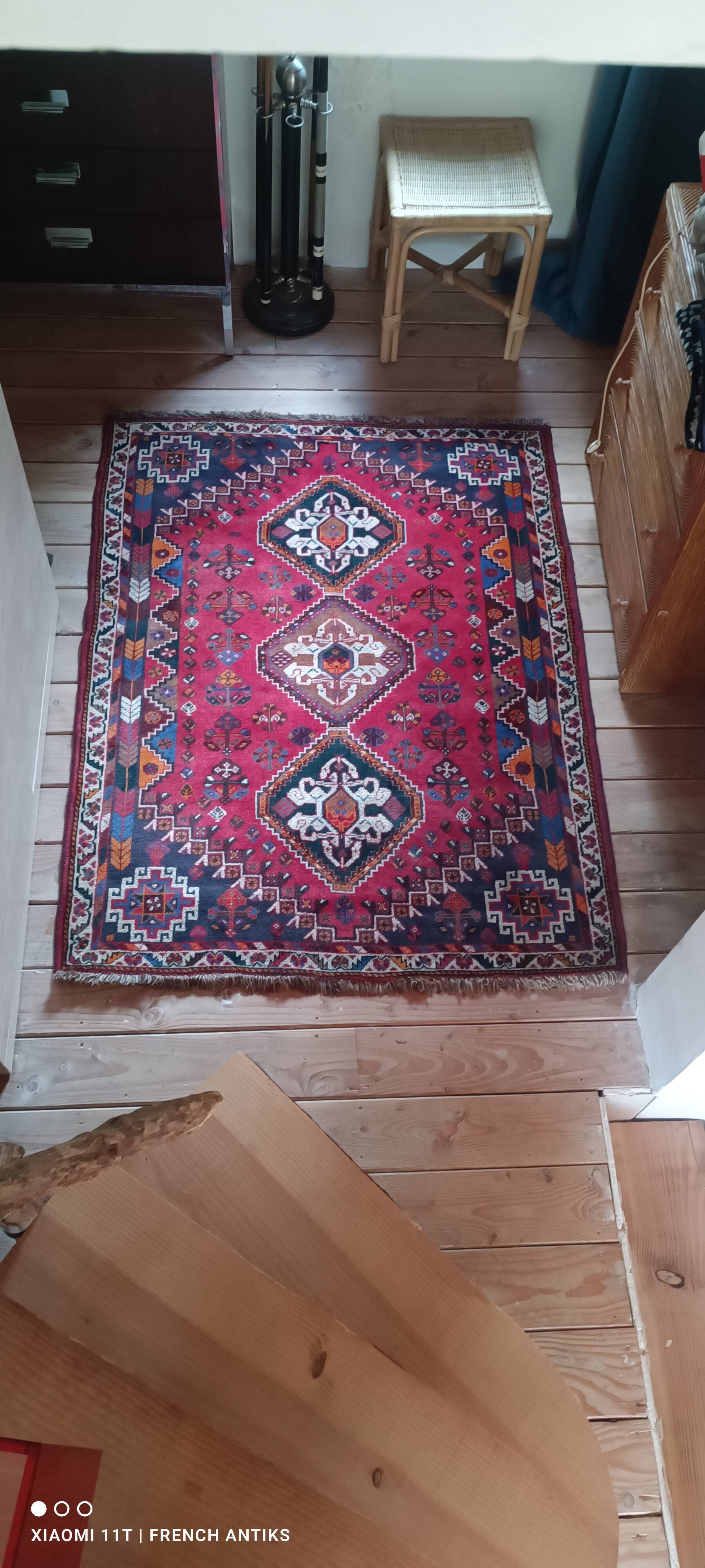 Vintage Iranian rug from the 1950s. Handcrafted, handmade.