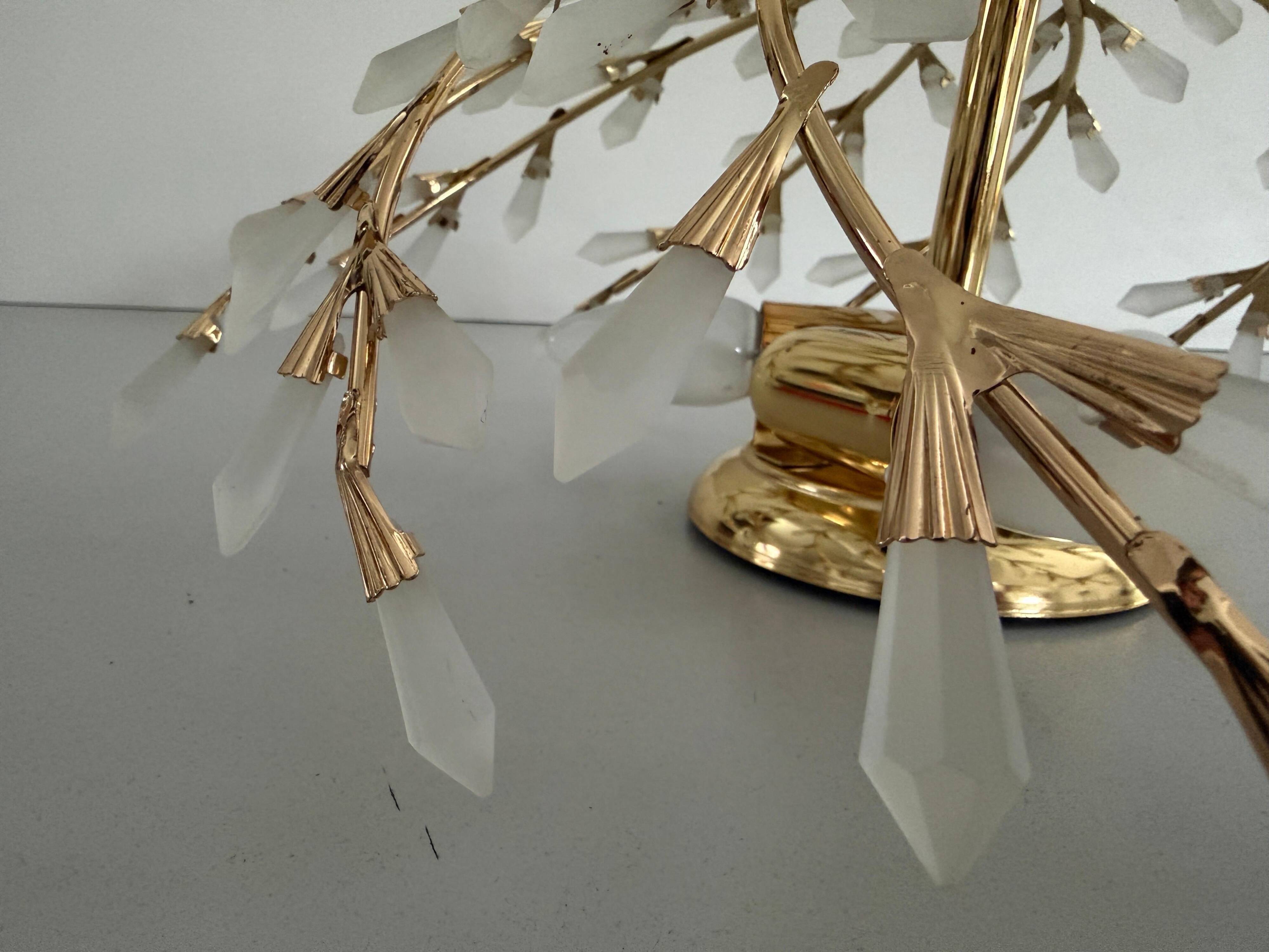 Flush mount Flower Design in crystal glass and gilded metal, 1980s, Germany