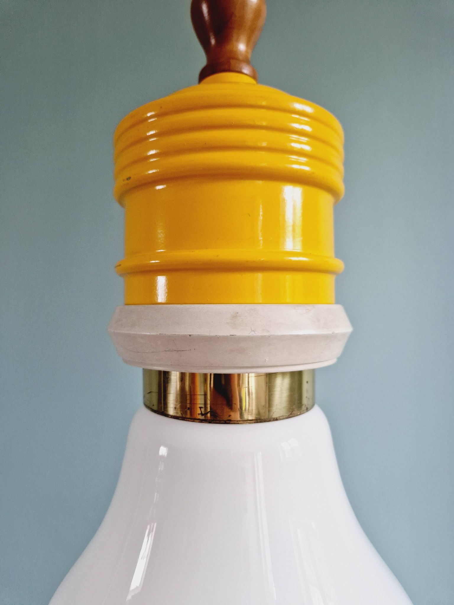 Opaline bulb pendant light, Metalarte, 1980s
