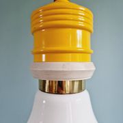 Opaline bulb pendant light, Metalarte, 1980s
