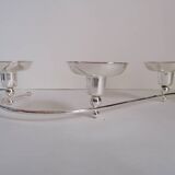 4-light silver metal candle holder