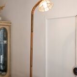 Wood floor lamp lampshade mother-of-pearl