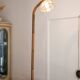 Wood floor lamp lampshade mother-of-pearl